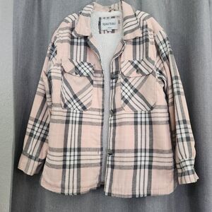 Pink Plaid Button-Up Jacket